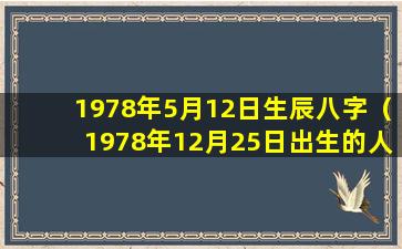 1978年5月12日生辰八字（1978年12月25日出生的人八字 🌵 ）